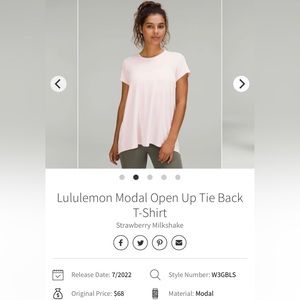 Lululemon Strawberry Milkshake Color Modal Open Up Tie Back T-Shirt Size 14
